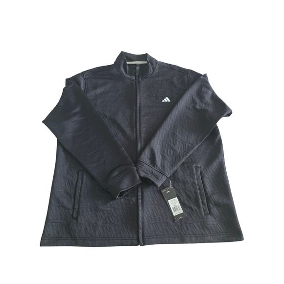 Adidas Men’s Black Quilted Full Zip Jacket Lightweight Casual Training Size XL - Picture 1 of 6